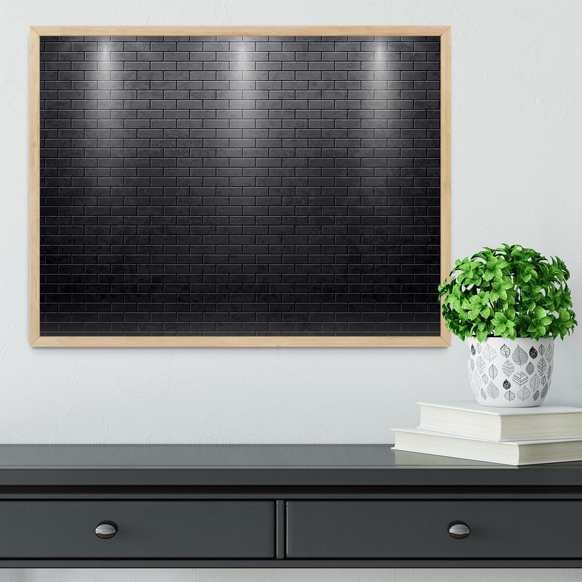 Illustartion of brick wall black Framed Print - Canvas Art Rocks - 4