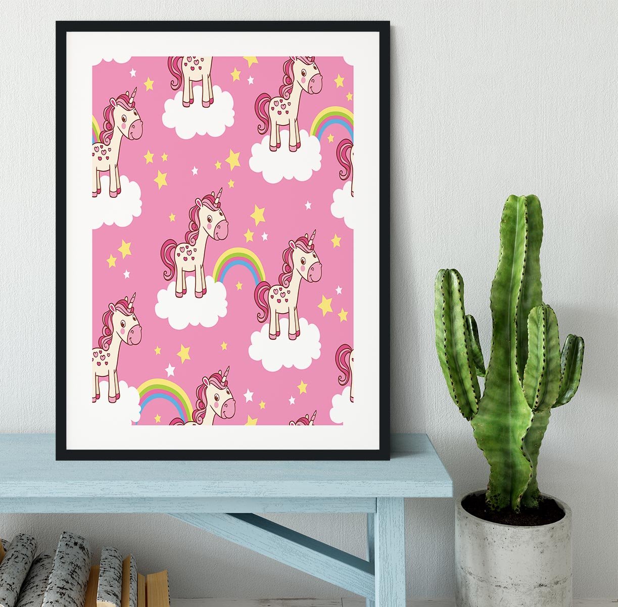 Illustration of horses in the clouds Framed Print - Canvas Art Rocks - 1