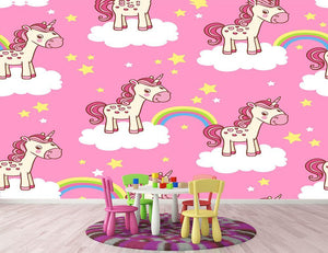 Illustration of horses in the clouds Wall Mural Wallpaper - Canvas Art Rocks - 2