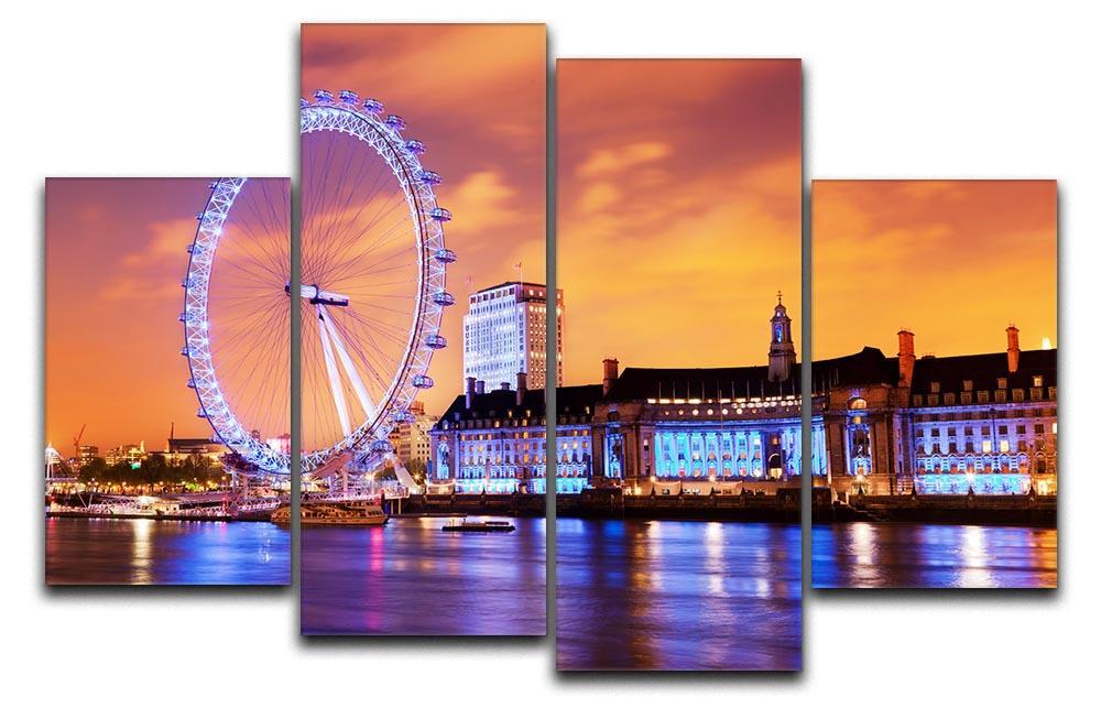 Ilumination of the London Eye 4 Split Panel Canvas  - Canvas Art Rocks - 1