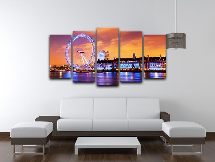 Ilumination of the London Eye 5 Split Panel Canvas  - Canvas Art Rocks - 3