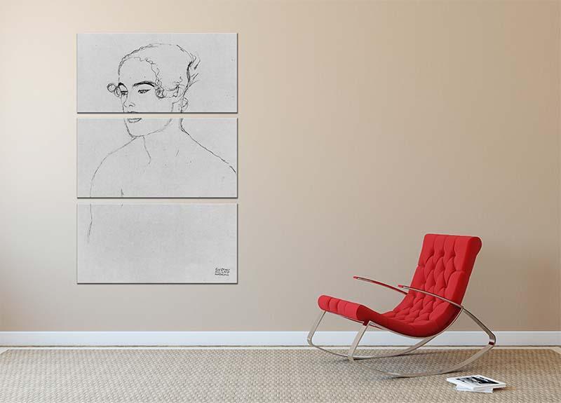 Image of a girl by Klimt 3 Split Panel Canvas Print - Canvas Art Rocks - 2