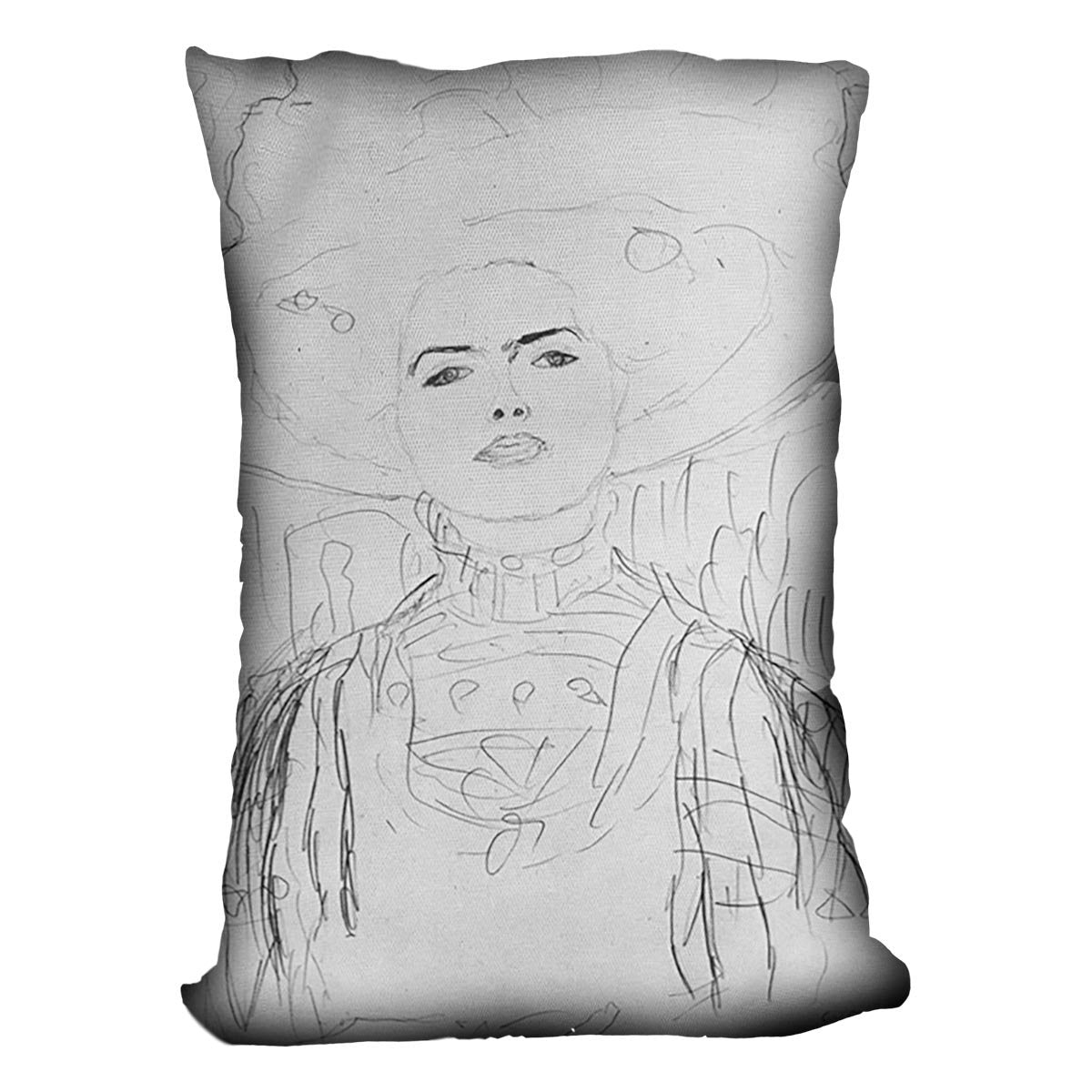 Image of a girl with a big hat by Klimt Throw Pillow