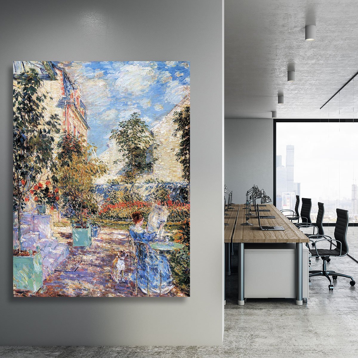 In a French garden by Hassam Canvas Print or Poster