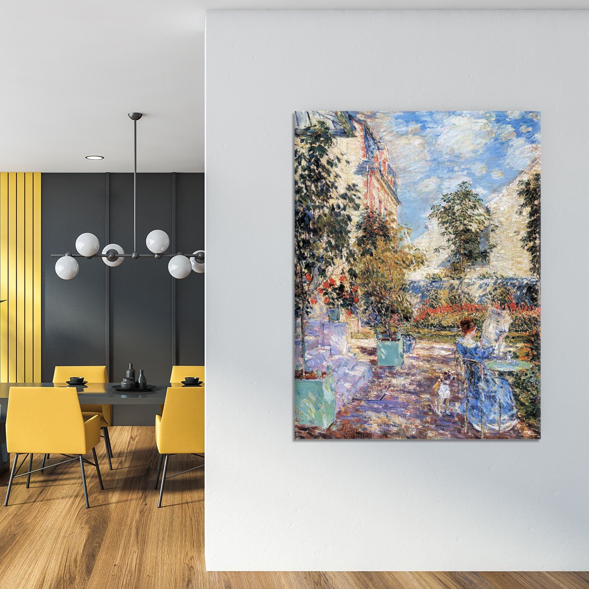 In a French garden by Hassam Canvas Print or Poster