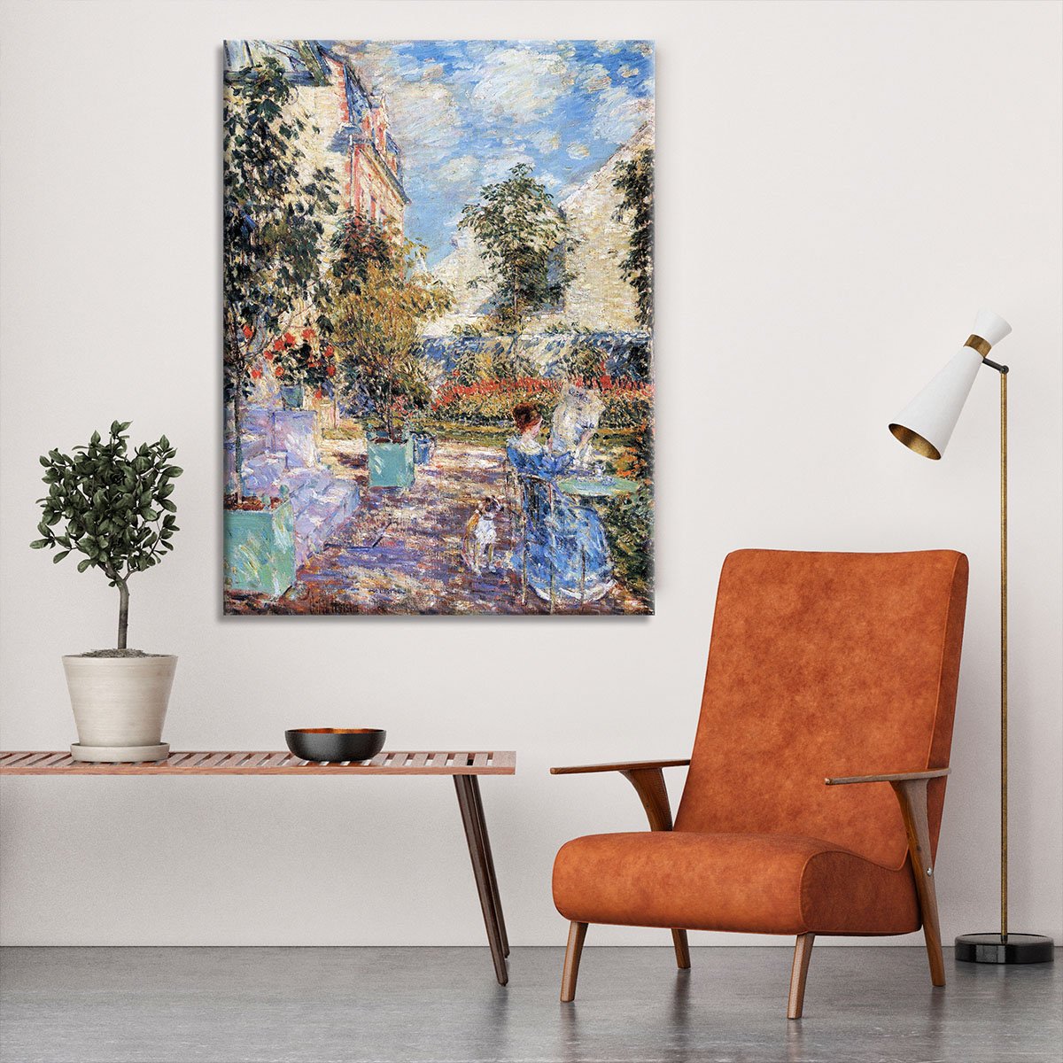 In a French garden by Hassam Canvas Print or Poster