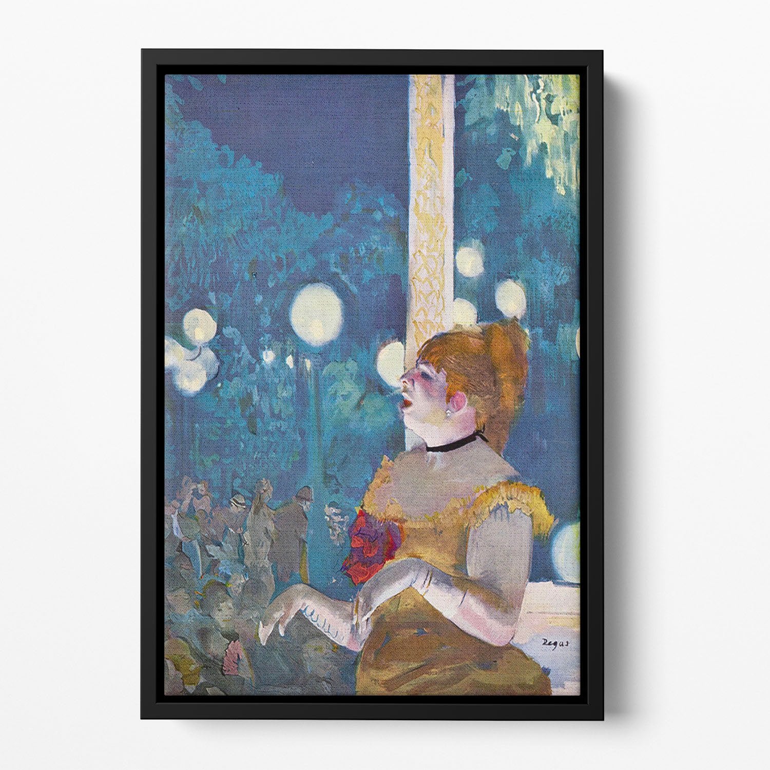 In concert Cafe The Songs of the dog by Degas Floating Framed Canvas