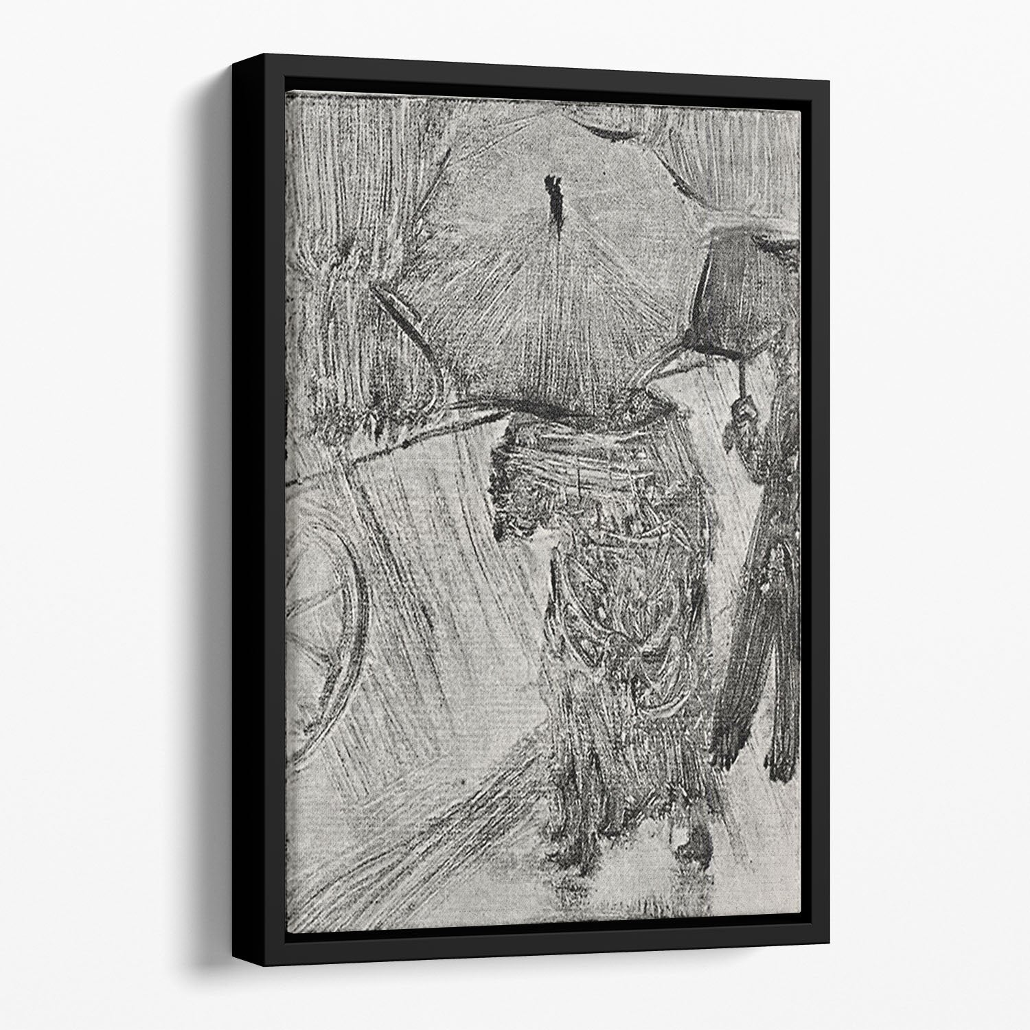 In the Rain by Degas Floating Framed Canvas