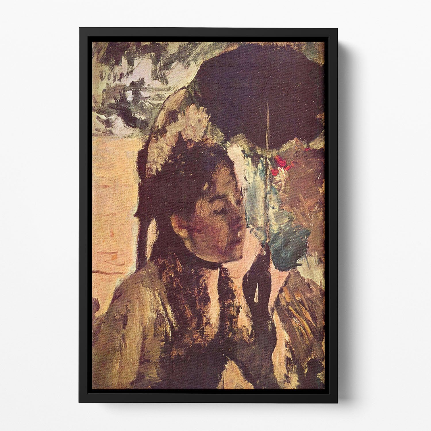 In the Tuileries Woman with Parasol by Degas Floating Framed Canvas