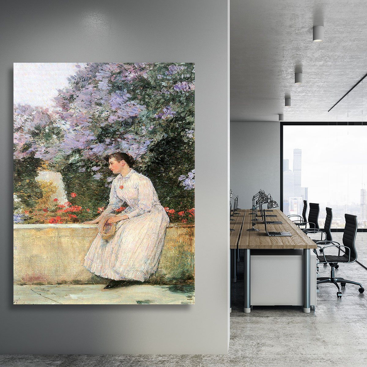 In the garden by Hassam Canvas Print or Poster