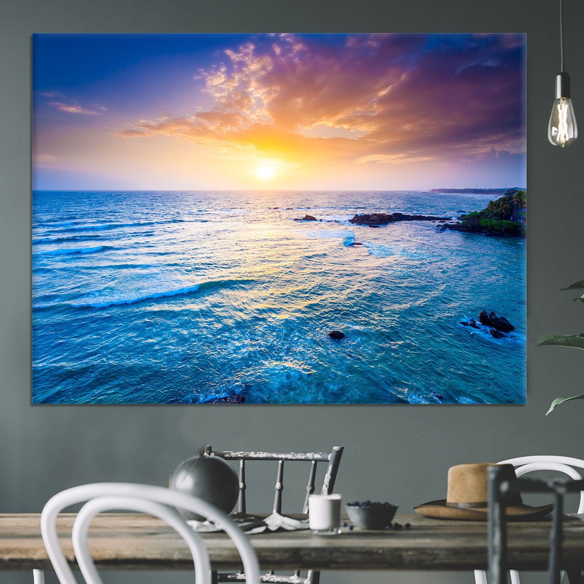 Indian ocean on sunset Canvas Print or Poster