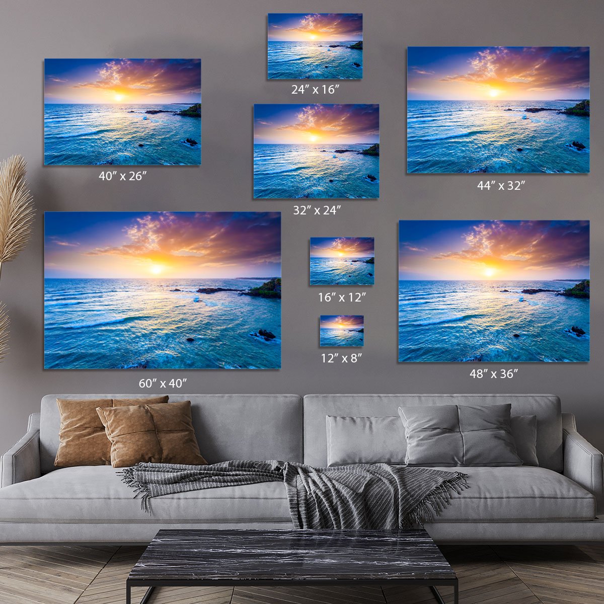 Indian ocean on sunset Canvas Print or Poster