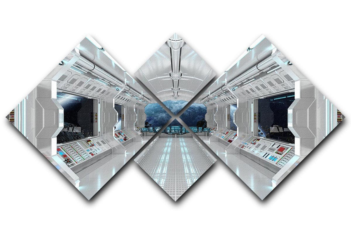 Inside Space Shuttle 4 Square Multi Panel Canvas  - Canvas Art Rocks - 1