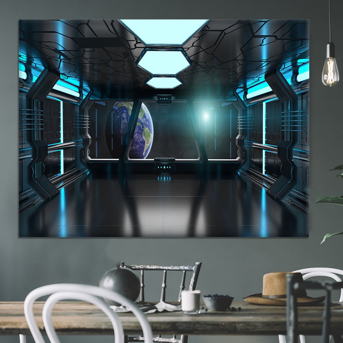 Inside a Spaceship Canvas Print or Poster