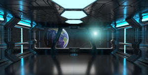 Inside a Spaceship Wall Mural Wallpaper - Canvas Art Rocks - 1