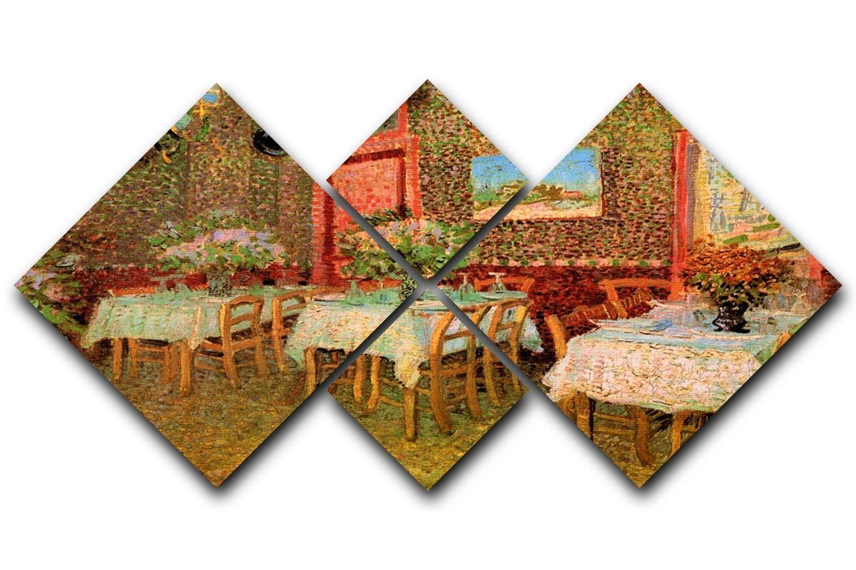 Interior of a restaurant by Van Gogh 4 Square Multi Panel Canvas  - Canvas Art Rocks - 1