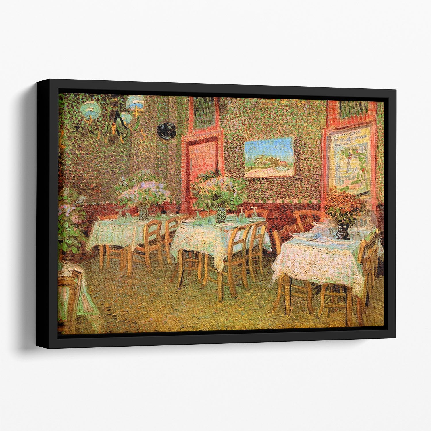 Interior of a restaurant by Van Gogh Floating Framed Canvas
