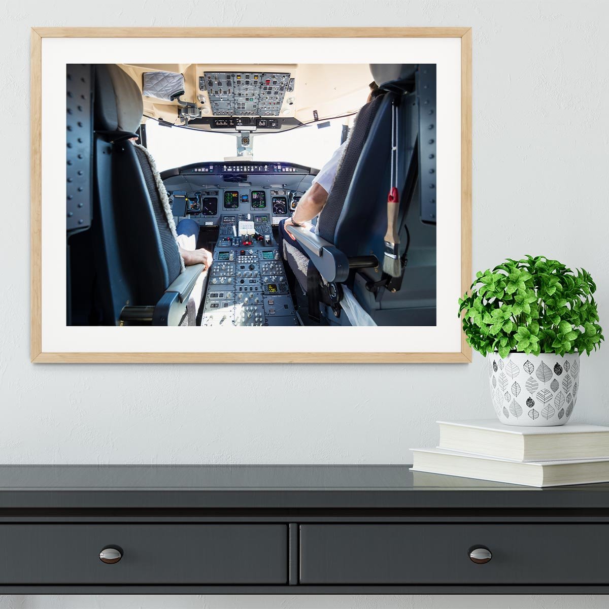 Interior of airplane cockpit Framed Print - Canvas Art Rocks - 3