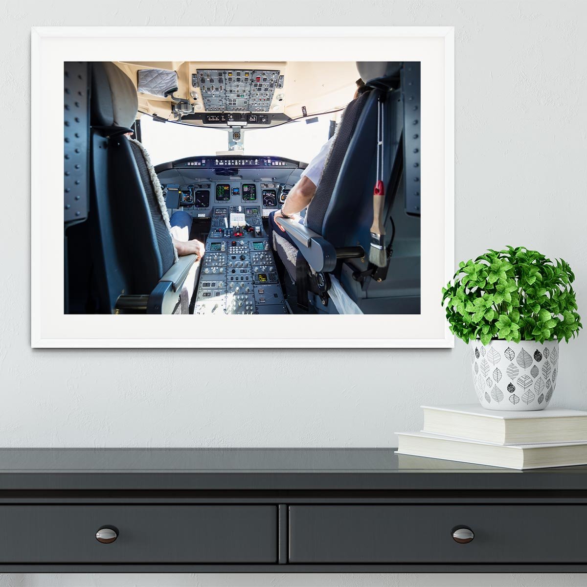 Interior of airplane cockpit Framed Print - Canvas Art Rocks - 5