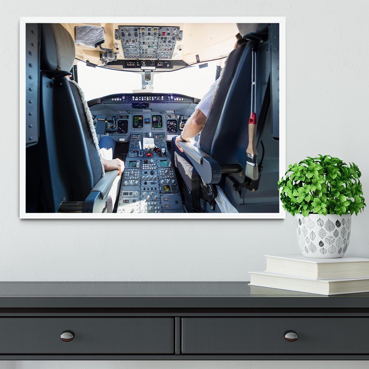 Interior of airplane cockpit Framed Print - Canvas Art Rocks -6