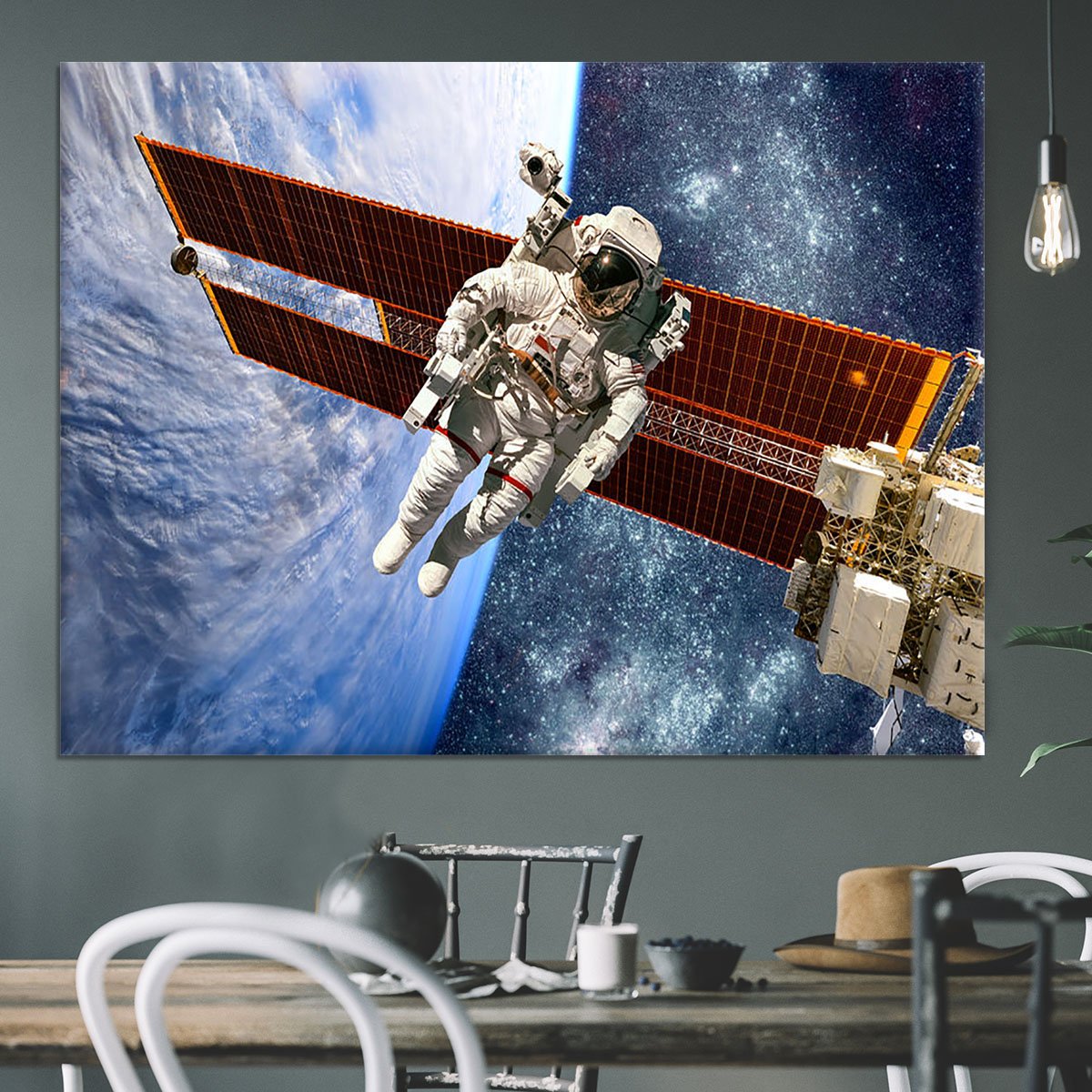 International Space Station and astronaut Canvas Print or Poster
