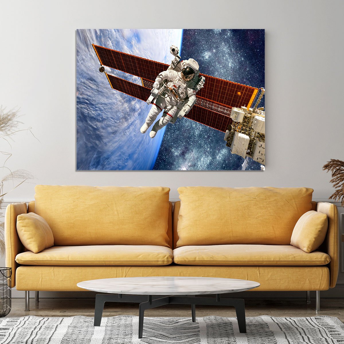 International Space Station and astronaut Canvas Print or Poster