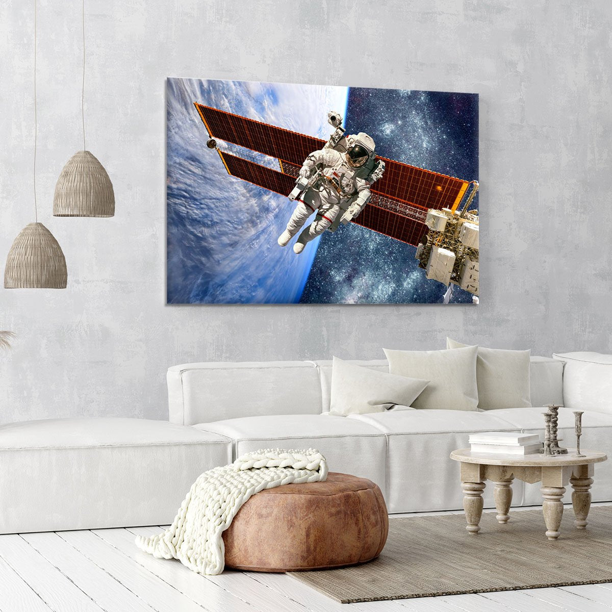 International Space Station and astronaut Canvas Print or Poster