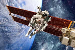 International Space Station and astronaut Wall Mural Wallpaper - Canvas Art Rocks - 1