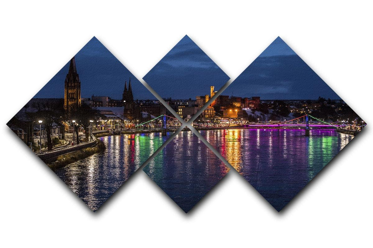Inverness at night 4 Square Multi Panel Canvas - Canvas Art Rocks - 1