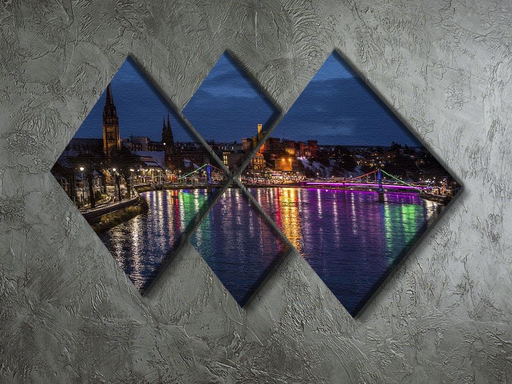 Inverness at night 4 Square Multi Panel Canvas - Canvas Art Rocks - 2