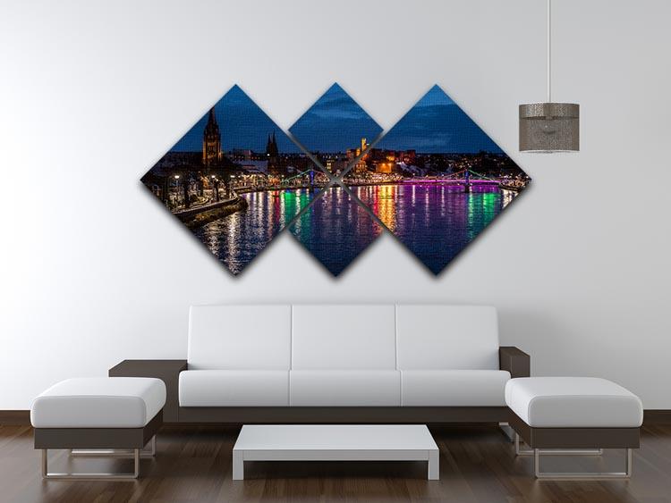 Inverness at night 4 Square Multi Panel Canvas - Canvas Art Rocks - 3