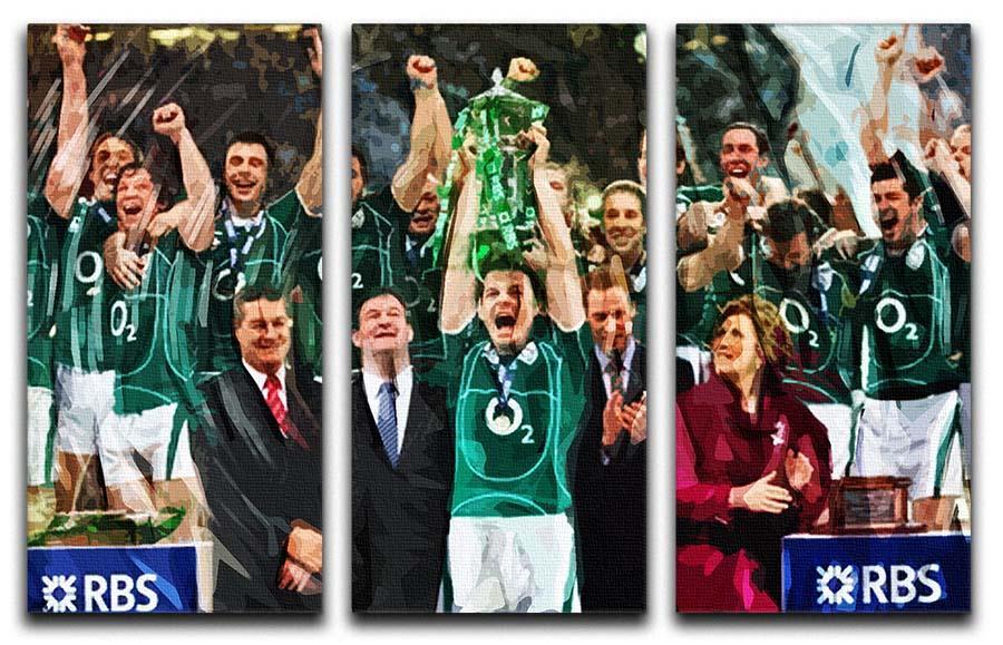 Ireland 6 Nations Grand Slam 2018 3 Split Panel Canvas Print - Canvas Art Rocks - 1