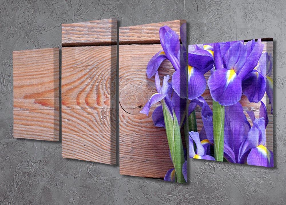 Iris on an old wooden background 4 Split Panel Canvas  - Canvas Art Rocks - 2