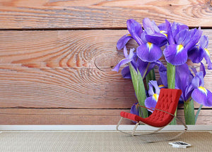 Iris on an old wooden background Wall Mural Wallpaper - Canvas Art Rocks - 2