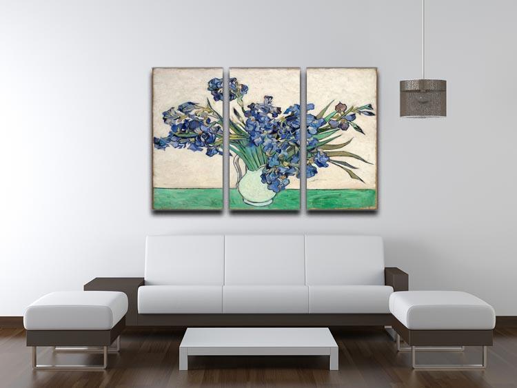 Irises in a vase 3 Split Panel Canvas Print - Canvas Art Rocks - 4