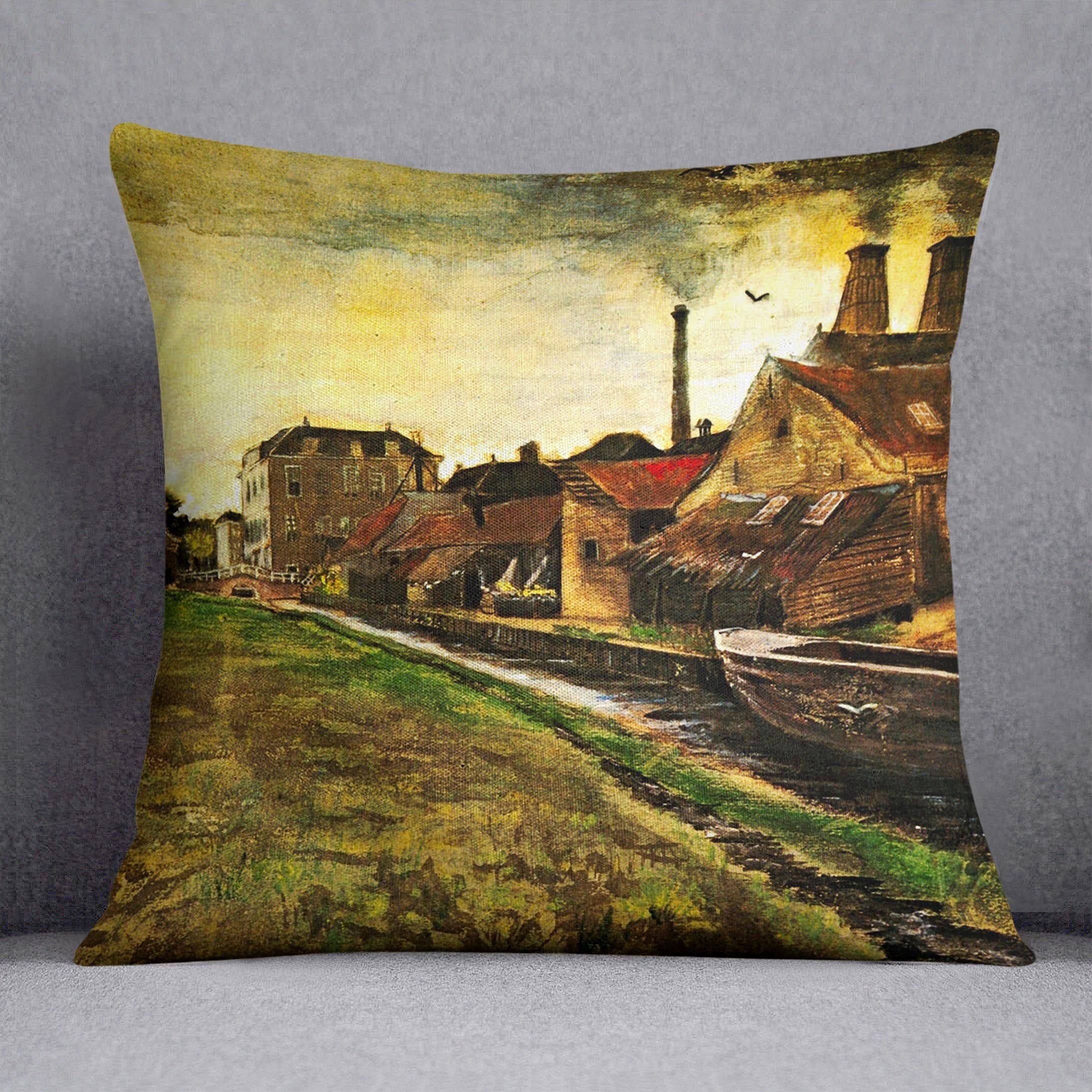 Iron Mill in The Hague by Van Gogh Throw Pillow