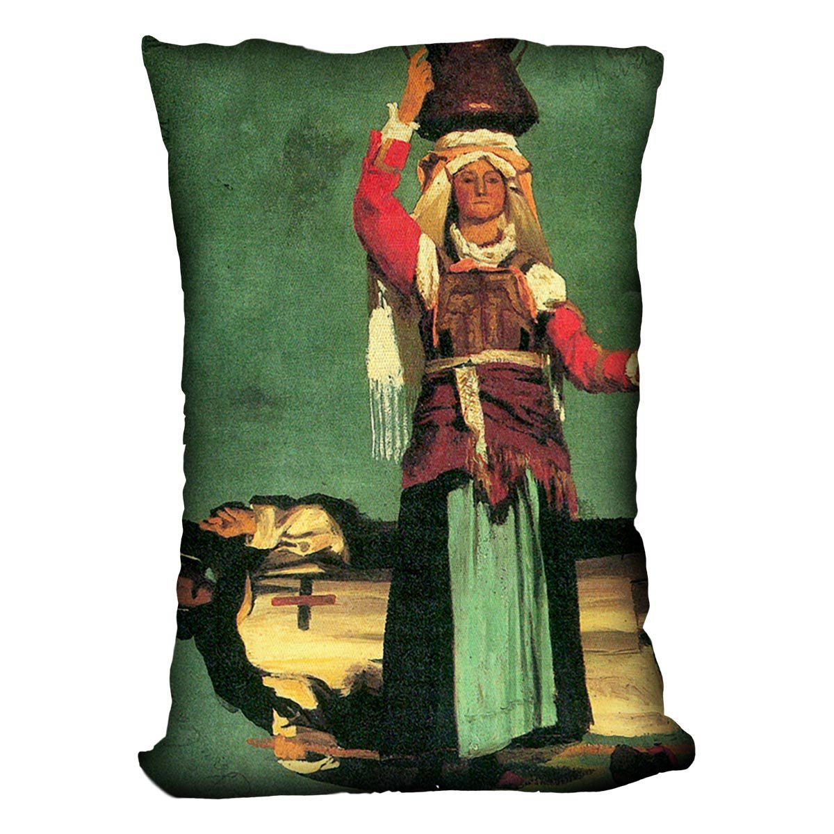 Italian costume studies by Bierstadt Cushion - Canvas Art Rocks - 4