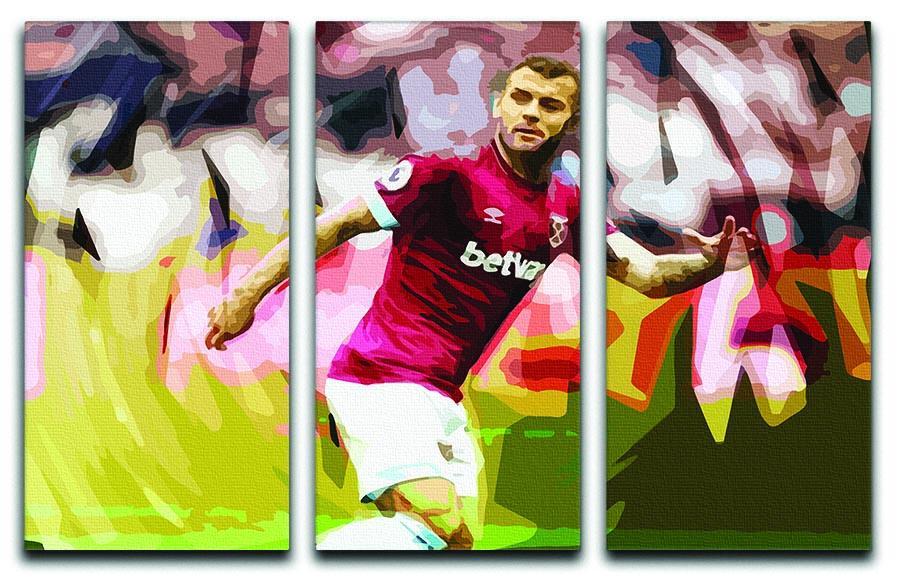 Jack Wilshere West Ham 3 Split Panel Canvas Print - Canvas Art Rocks - 1
