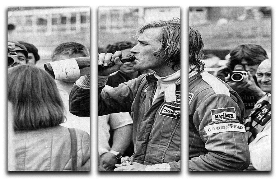 James Hunt swigging champagne 3 Split Panel Canvas Print - Canvas Art Rocks - 1