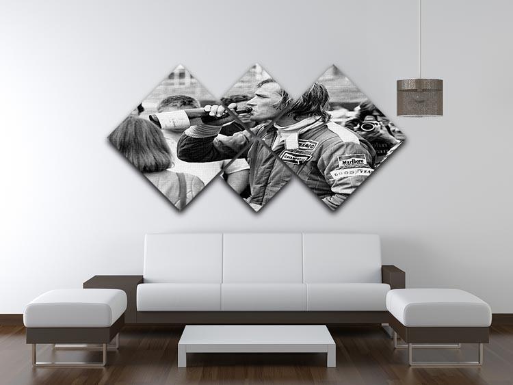 James Hunt swigging champagne 4 Square Multi Panel Canvas - Canvas Art Rocks - 3