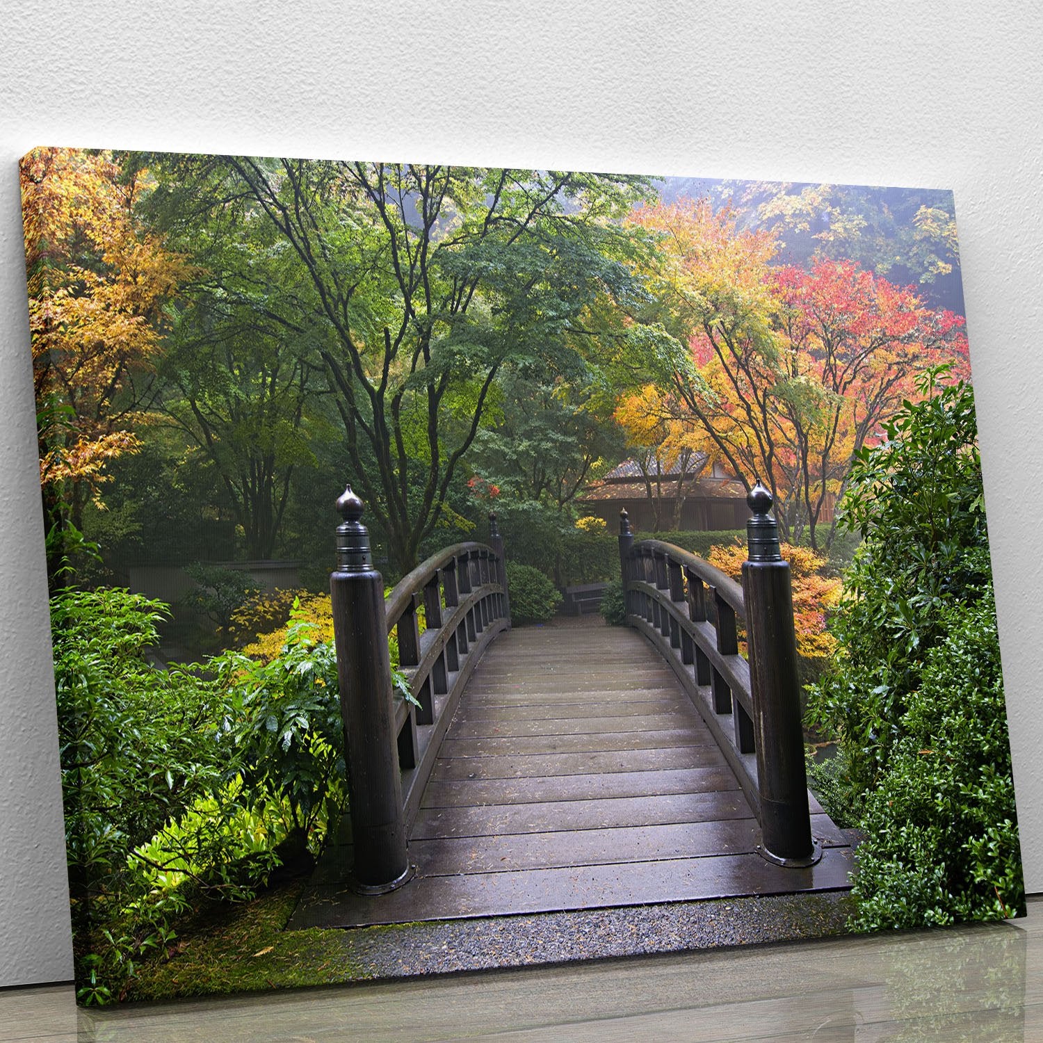 Japanese Garden Oregon in Autumn Canvas Print or Poster