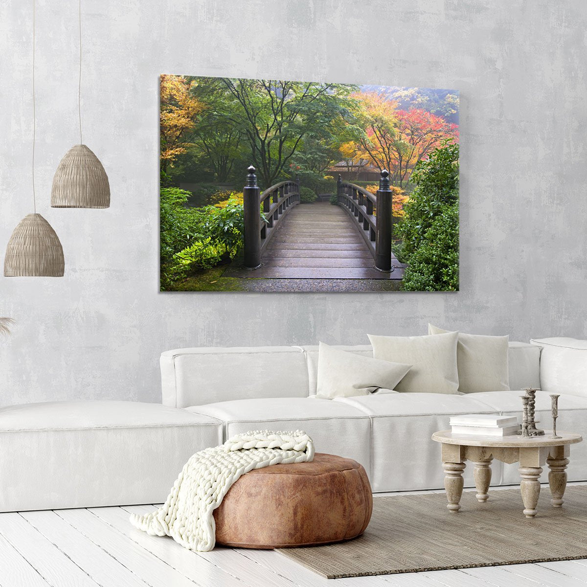 Japanese Garden Oregon in Autumn Canvas Print or Poster