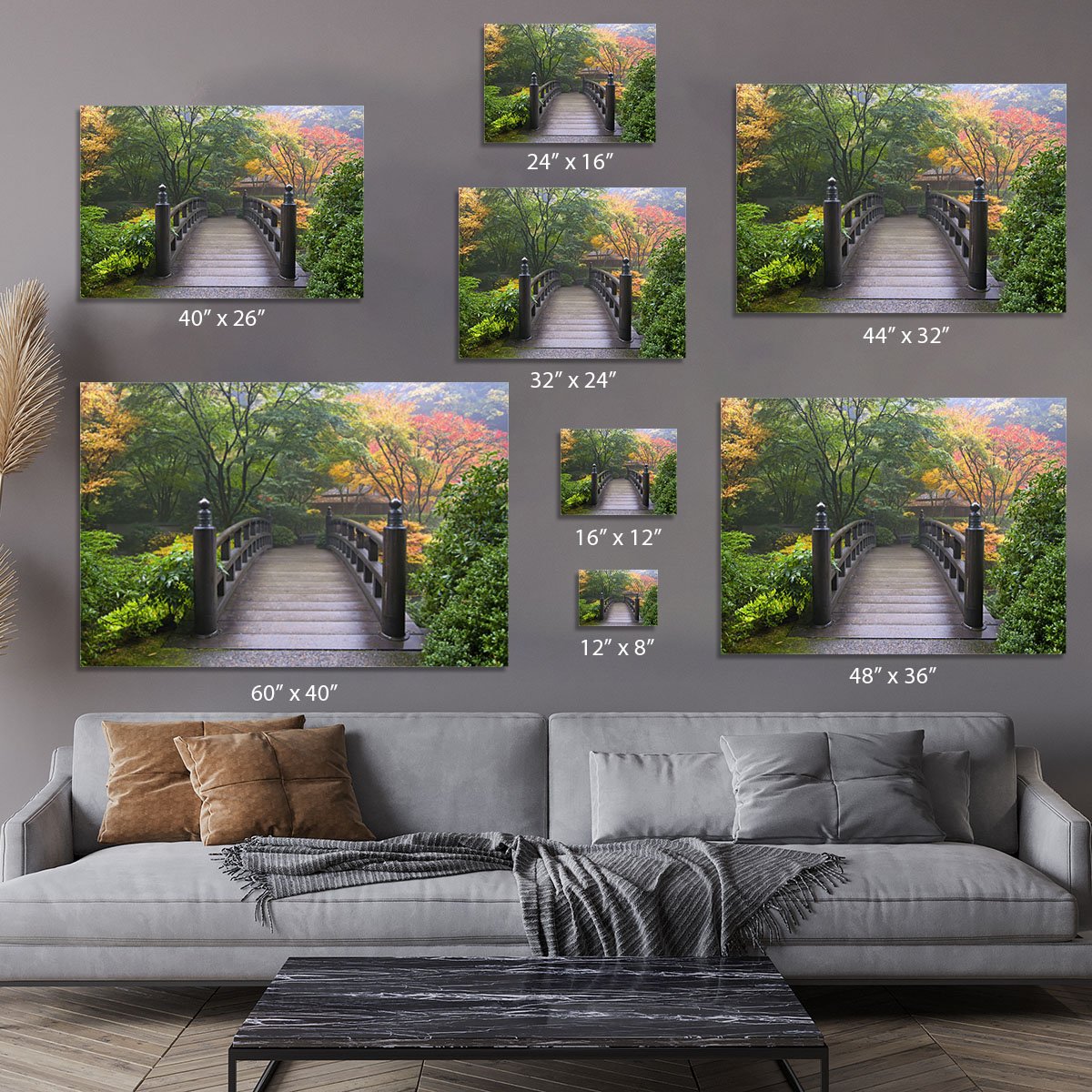 Japanese Garden Oregon in Autumn Canvas Print or Poster