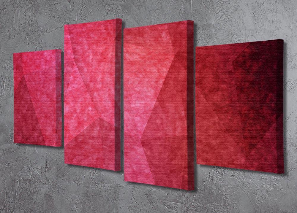 Japanese paper red background 4 Split Panel Canvas  - Canvas Art Rocks - 2
