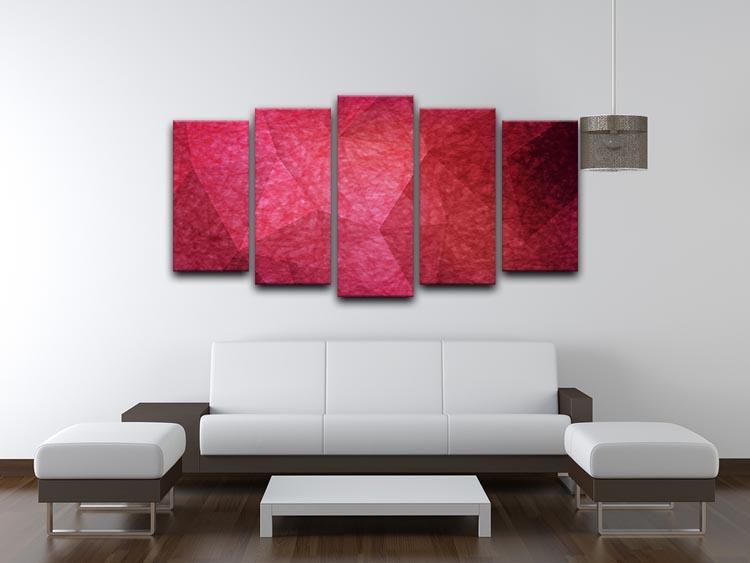 Japanese paper red background 5 Split Panel Canvas  - Canvas Art Rocks - 3