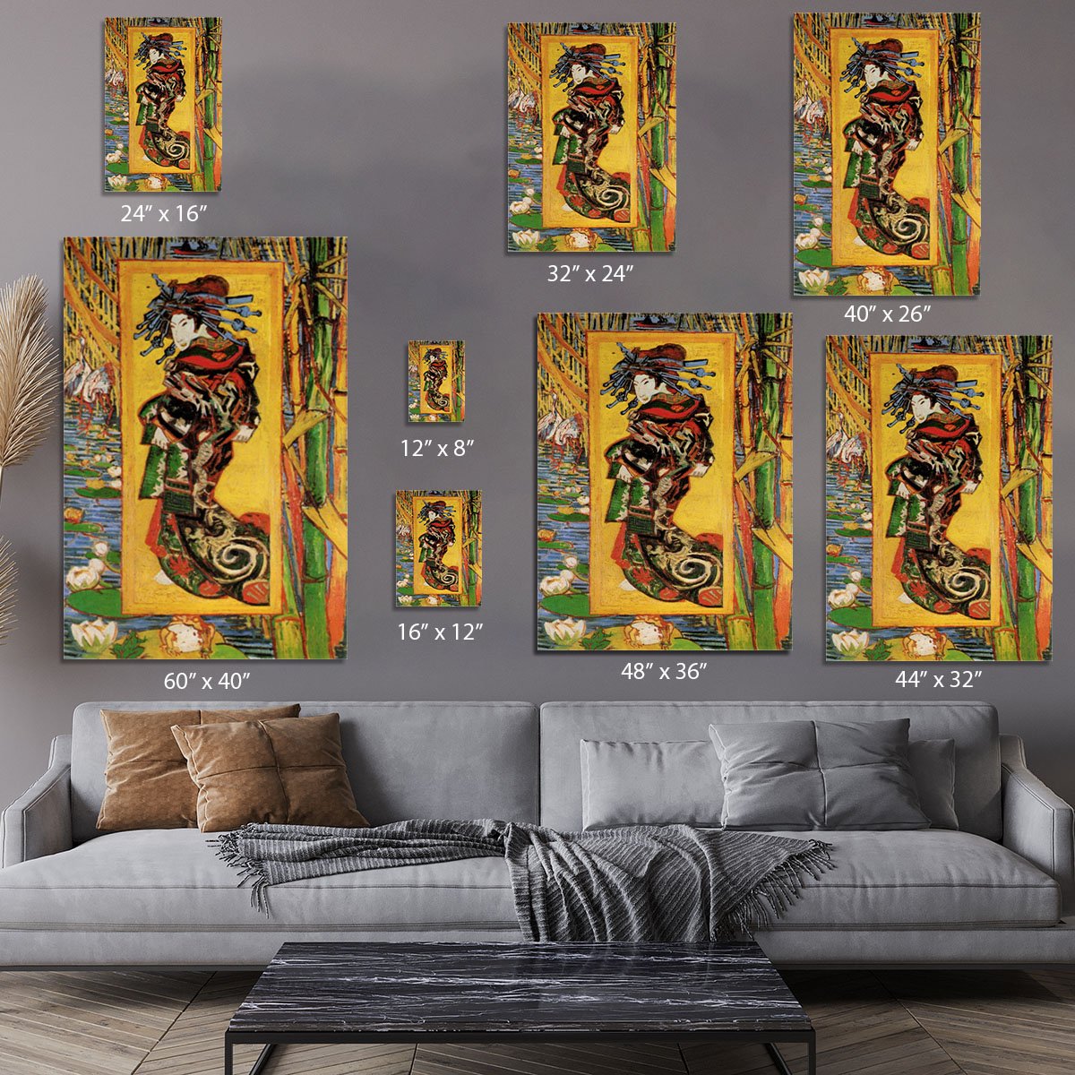 Japonaiserie Oiran after Kesa Eisen by Van Gogh Canvas Print or Poster