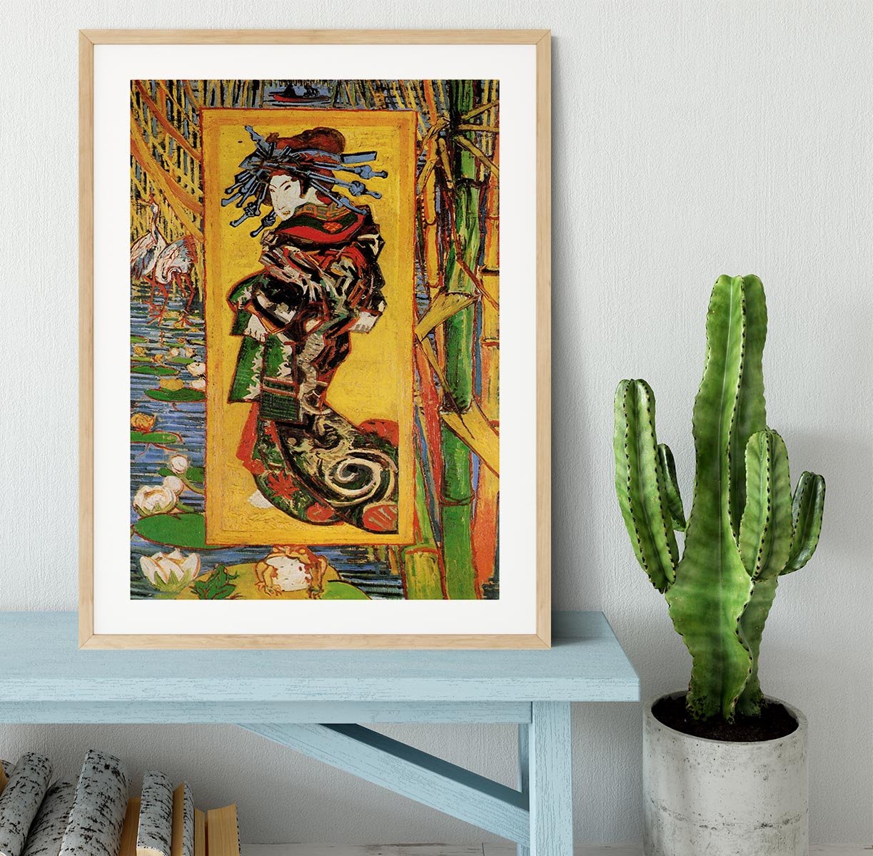 Japonaiserie Oiran after Kesa Eisen by Van Gogh Framed Print - Canvas Art Rocks - 3