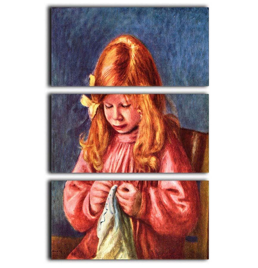 Jean Renoir sewing by Renoir 3 Split Panel Canvas Print - Canvas Art Rocks - 1