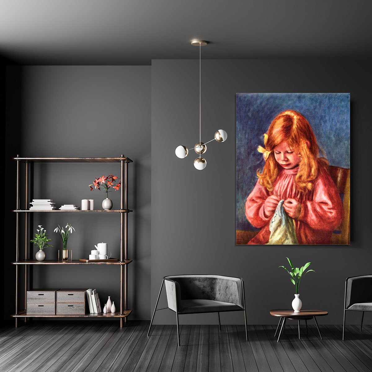 Jean Renoir sewing by Renoir Canvas Print or Poster