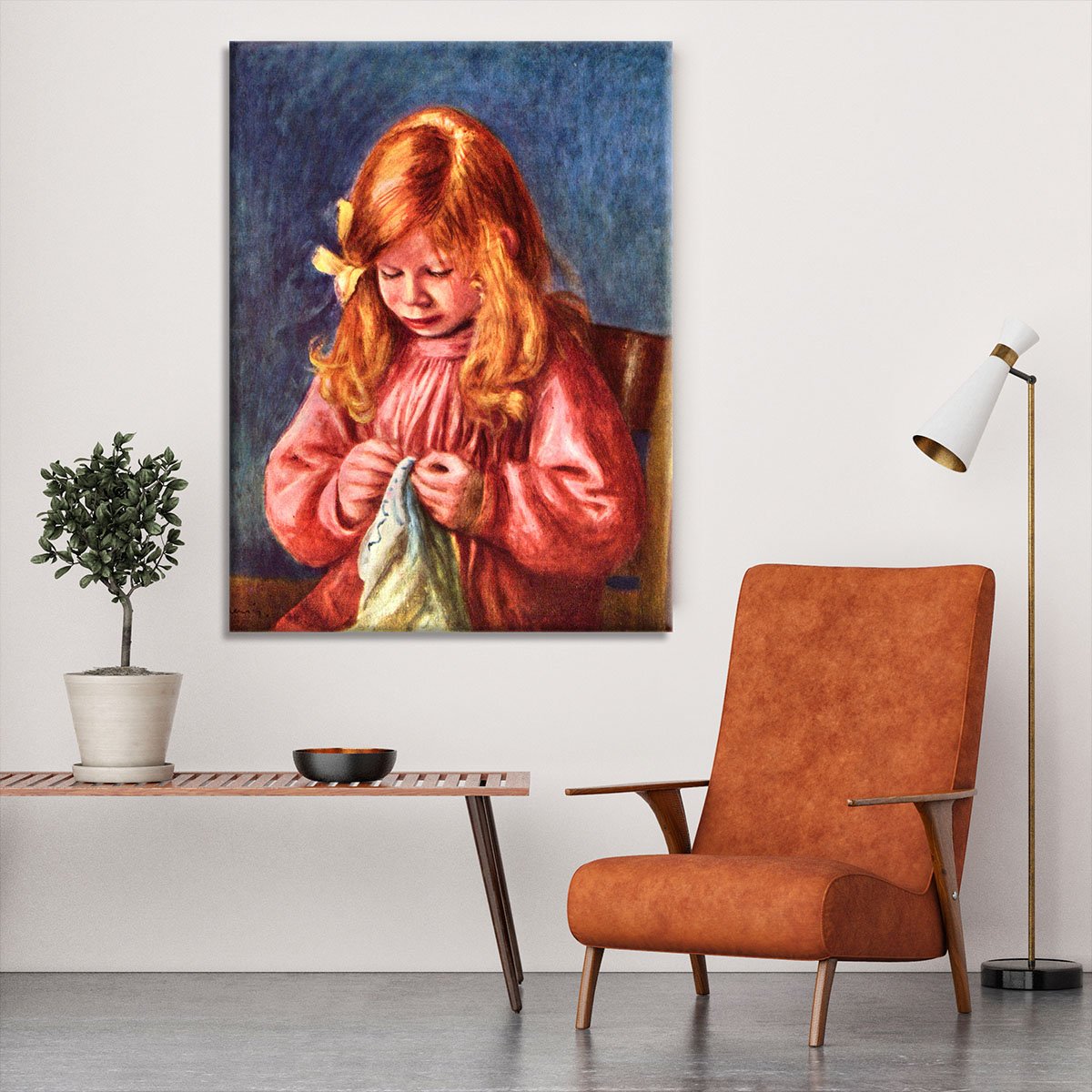 Jean Renoir sewing by Renoir Canvas Print or Poster